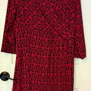 Vintage Bob Mackie Pink and Black Geometric Long Sleeve Dress